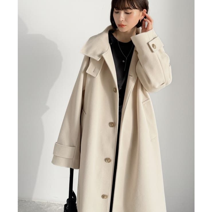 360度上品魅せ。衿2way比翼スタンドウール調ステンカラーコート（ロング丈） | Classical Elf  | 詳細画像3 