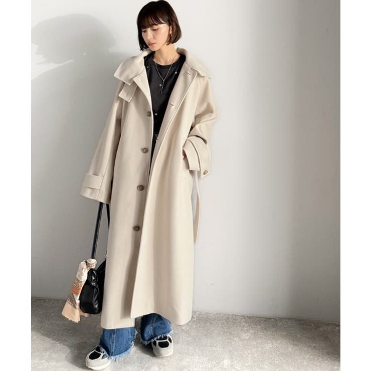 360度上品魅せ。衿2way比翼スタンドウール調ステンカラーコート（ロング丈） | Classical Elf  | 詳細画像4 