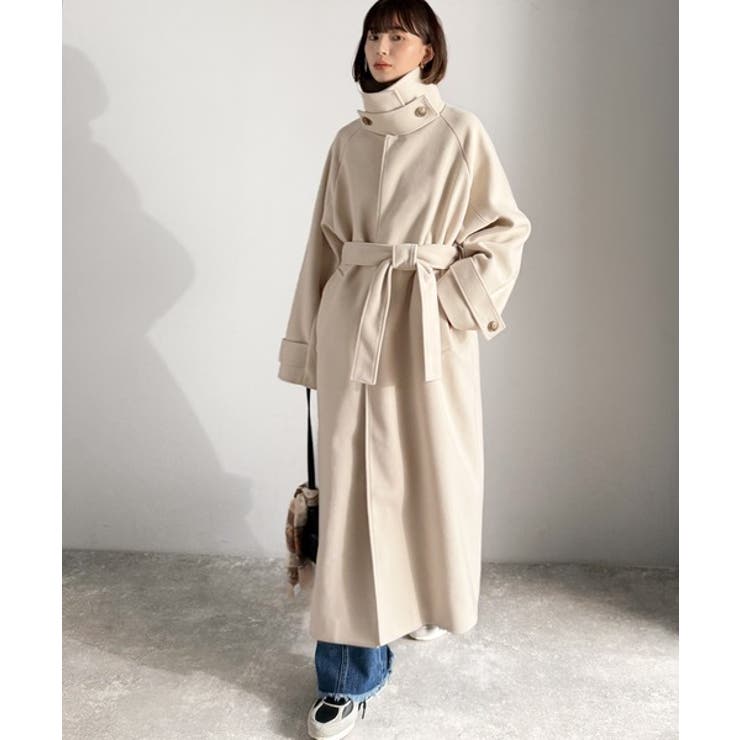 360度上品魅せ。衿2way比翼スタンドウール調ステンカラーコート（ロング丈） | Classical Elf  | 詳細画像5 