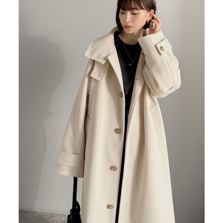 360度上品魅せ。衿2way比翼スタンドウール調ステンカラーコート（ロング丈） | Classical Elf  | 詳細画像6 