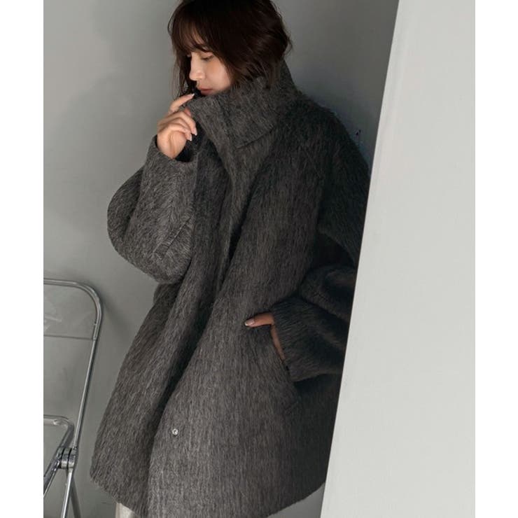 ベーシックとトレンドを両立。MIXシャギー比翼スタンドネックミドル丈コクーンスリ… | Classical Elf  | 詳細画像8 