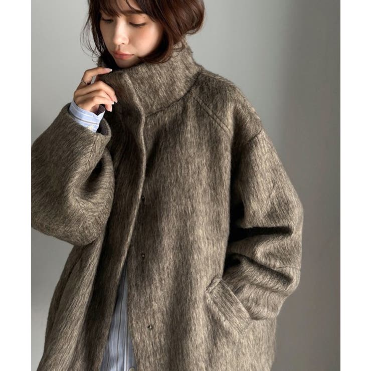 ベーシックとトレンドを両立。MIXシャギー比翼スタンドネックミドル丈コクーンスリ… | Classical Elf  | 詳細画像9 