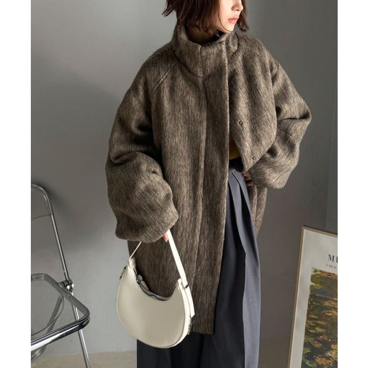 ベーシックとトレンドを両立。MIXシャギー比翼スタンドネックミドル丈コクーンスリ… | Classical Elf  | 詳細画像10 