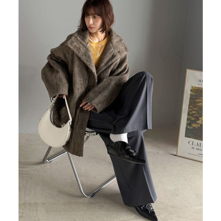 ベーシックとトレンドを両立。MIXシャギー比翼スタンドネックミドル丈コクーンスリ… | Classical Elf  | 詳細画像14 