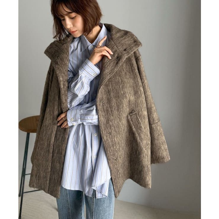 ベーシックとトレンドを両立。MIXシャギー比翼スタンドネックミドル丈コクーンスリ… | Classical Elf  | 詳細画像17 