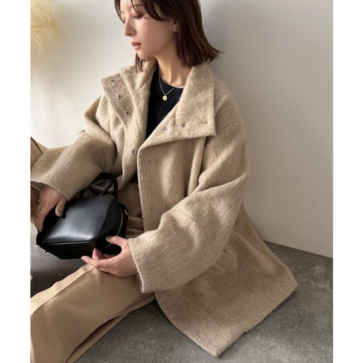 ベーシックとトレンドを両立。MIXシャギー比翼スタンドネックミドル丈コクーンスリ… | Classical Elf  | 詳細画像21 