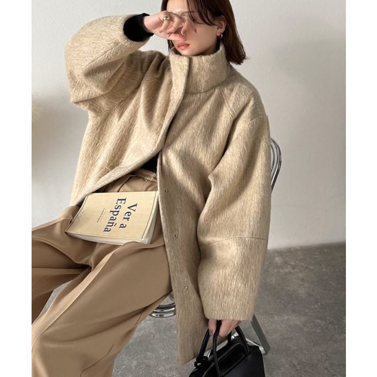 ベーシックとトレンドを両立。MIXシャギー比翼スタンドネックミドル丈コクーンスリ… | Classical Elf  | 詳細画像26 