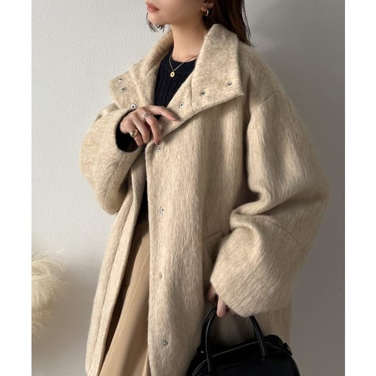 ベーシックとトレンドを両立。MIXシャギー比翼スタンドネックミドル丈コクーンスリ… | Classical Elf  | 詳細画像27 