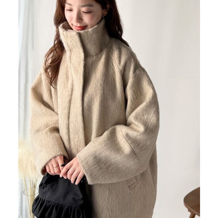 ベーシックとトレンドを両立。MIXシャギー比翼スタンドネックミドル丈コクーンスリ… | Classical Elf  | 詳細画像29 