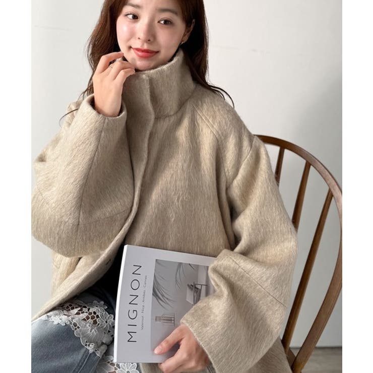 ベーシックとトレンドを両立。MIXシャギー比翼スタンドネックミドル丈コクーンスリ… | Classical Elf  | 詳細画像33 