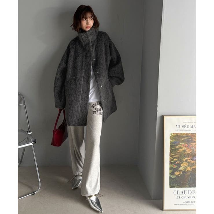 ベーシックとトレンドを両立。MIXシャギー比翼スタンドネックミドル丈コクーンスリ… | Classical Elf  | 詳細画像6 