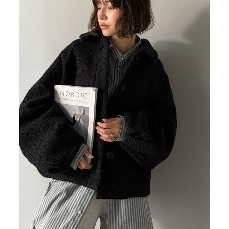 ボリューム感と抜け感の絶妙バランス。コクーン襟付きボアコート | Classical Elf  | 詳細画像18 