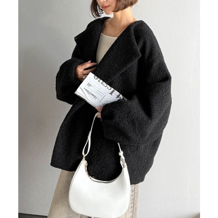 たっぽりコクーンシルエットでちょこっとガーリー見せ。ノーカラーコクーンボアコート… | Classical Elf  | 詳細画像8 