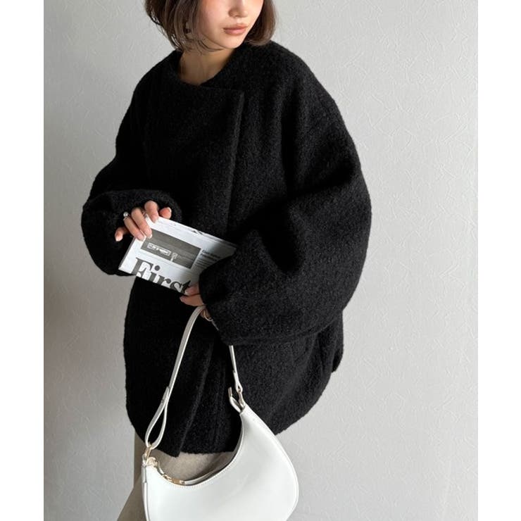 たっぽりコクーンシルエットでちょこっとガーリー見せ。ノーカラーコクーンボアコート… | Classical Elf  | 詳細画像9 