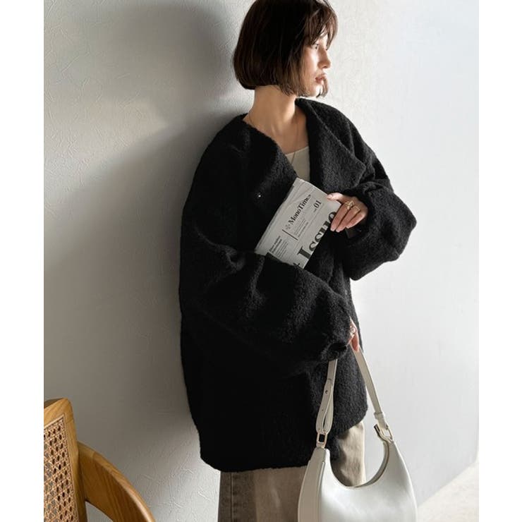 たっぽりコクーンシルエットでちょこっとガーリー見せ。ノーカラーコクーンボアコート… | Classical Elf  | 詳細画像10 