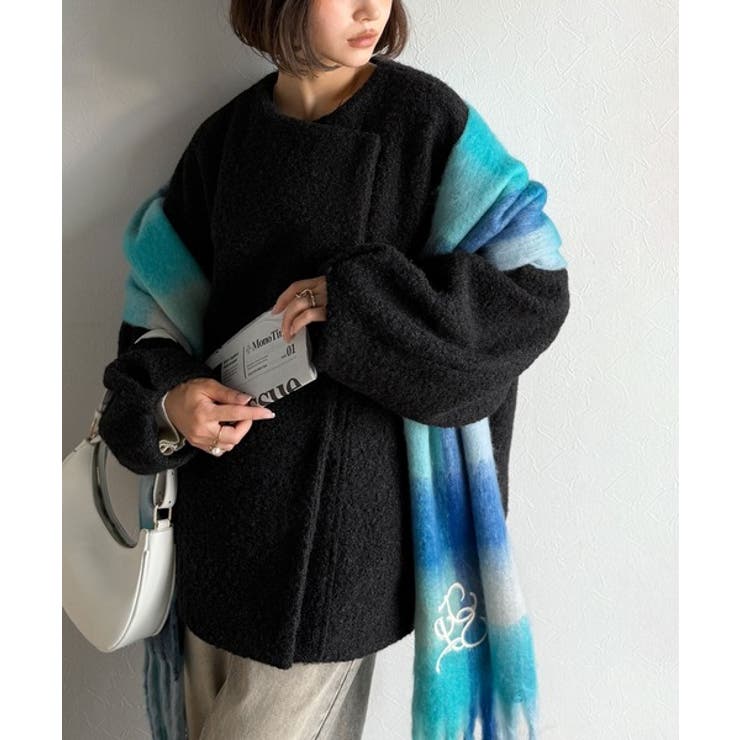 たっぽりコクーンシルエットでちょこっとガーリー見せ。ノーカラーコクーンボアコート… | Classical Elf  | 詳細画像11 