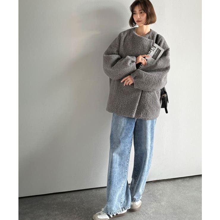 たっぽりコクーンシルエットでちょこっとガーリー見せ。ノーカラーコクーンボアコート… | Classical Elf  | 詳細画像17 