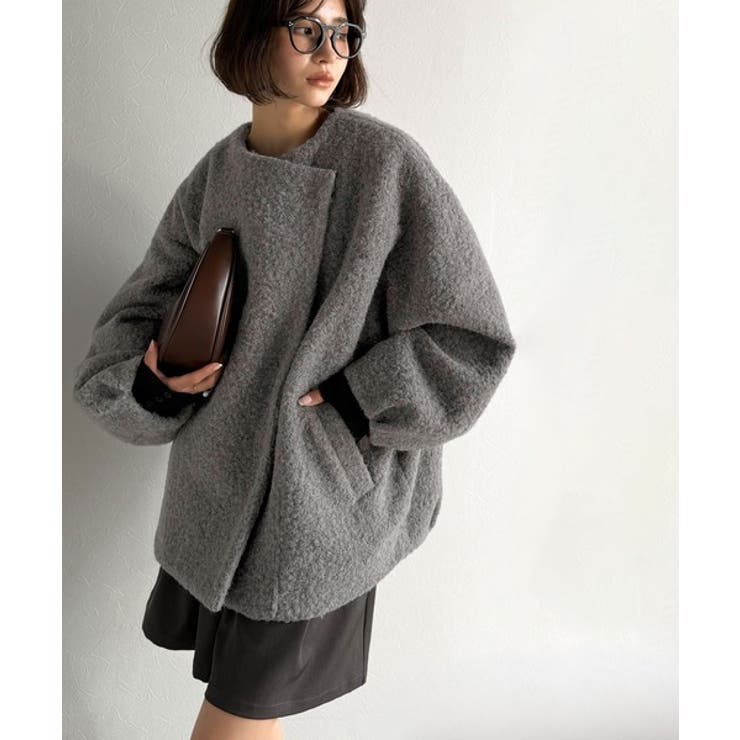 たっぽりコクーンシルエットでちょこっとガーリー見せ。ノーカラーコクーンボアコート… | Classical Elf  | 詳細画像19 