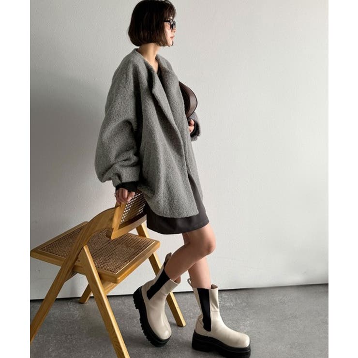 たっぽりコクーンシルエットでちょこっとガーリー見せ。ノーカラーコクーンボアコート… | Classical Elf  | 詳細画像21 