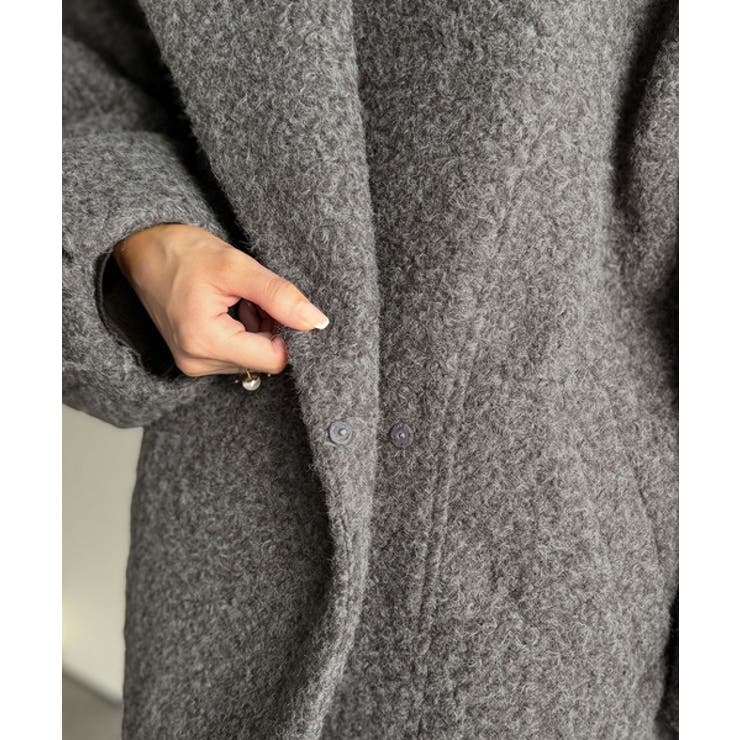 たっぽりコクーンシルエットでちょこっとガーリー見せ。ノーカラーコクーンボアコート… | Classical Elf  | 詳細画像25 