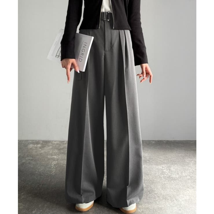 杢チャコール | 美脚も、こなれ感も！一本で叶う♪大人のワイドパンツ。ベルテッドワイドイージースラ… | Classical Elf 