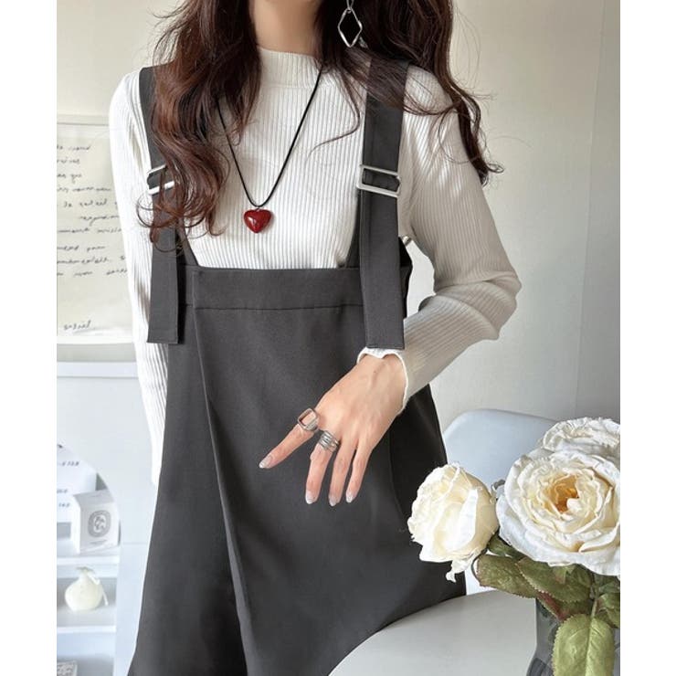 チャコール | 着回し自在な2way仕様◎デザインベルトラップサロペット（セットアップ可） | Classical Elf 