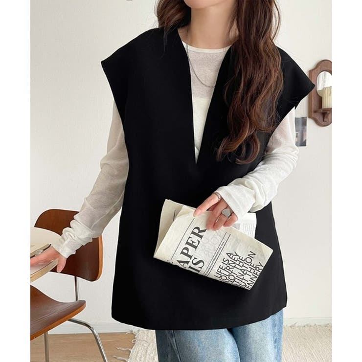 大人の抜け感スタイル◎ディープキーネックベスト(セットアップ可能) | Classical Elf  | 詳細画像8 