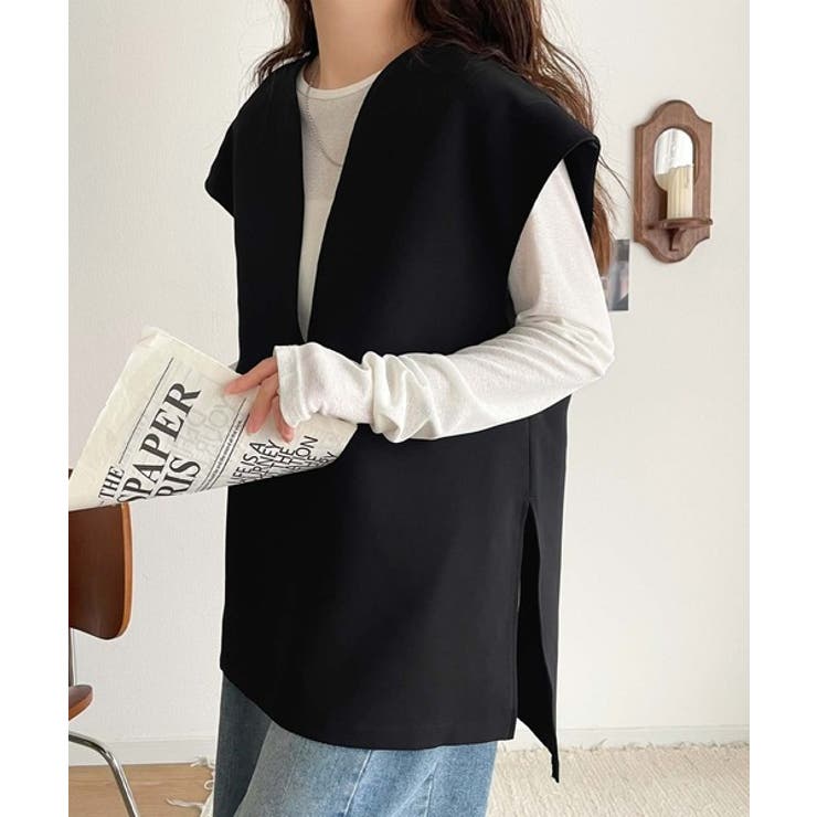 大人の抜け感スタイル◎ディープキーネックベスト(セットアップ可能) | Classical Elf  | 詳細画像9 