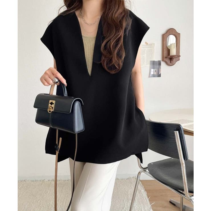 大人の抜け感スタイル◎ディープキーネックベスト(セットアップ可能) | Classical Elf  | 詳細画像13 