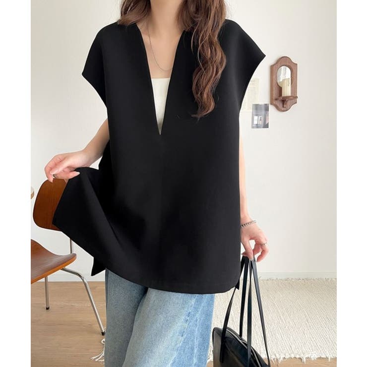 大人の抜け感スタイル◎ディープキーネックベスト(セットアップ可能) | Classical Elf  | 詳細画像16 