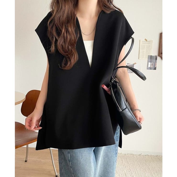 大人の抜け感スタイル◎ディープキーネックベスト(セットアップ可能) | Classical Elf  | 詳細画像19 