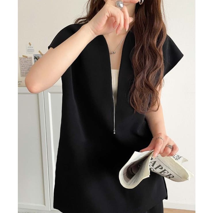 大人の抜け感スタイル◎ディープキーネックベスト(セットアップ可能) | Classical Elf  | 詳細画像20 