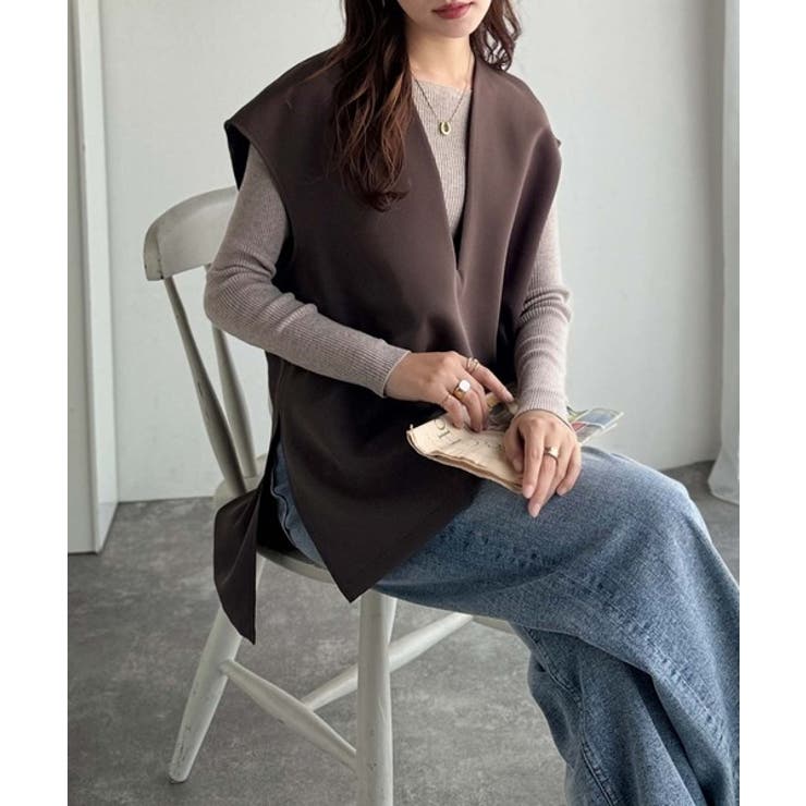 大人の抜け感スタイル◎ディープキーネックベスト(セットアップ可能) | Classical Elf  | 詳細画像23 