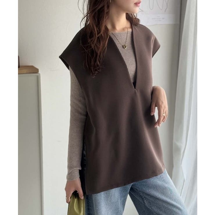 大人の抜け感スタイル◎ディープキーネックベスト(セットアップ可能) | Classical Elf  | 詳細画像24 