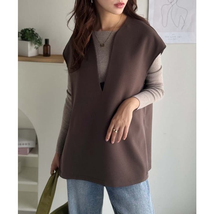 大人の抜け感スタイル◎ディープキーネックベスト(セットアップ可能) | Classical Elf  | 詳細画像26 