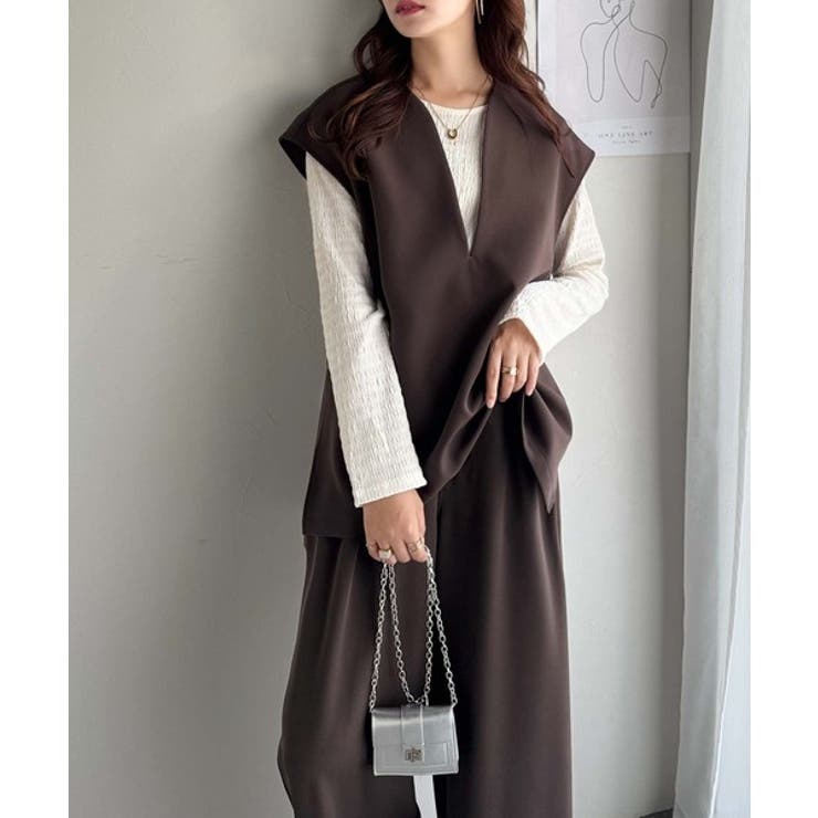 大人の抜け感スタイル◎ディープキーネックベスト(セットアップ可能) | Classical Elf  | 詳細画像30 