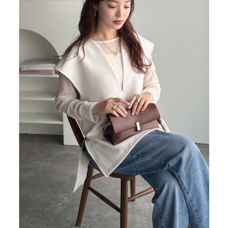 大人の抜け感スタイル◎ディープキーネックベスト(セットアップ可能) | Classical Elf  | 詳細画像3 