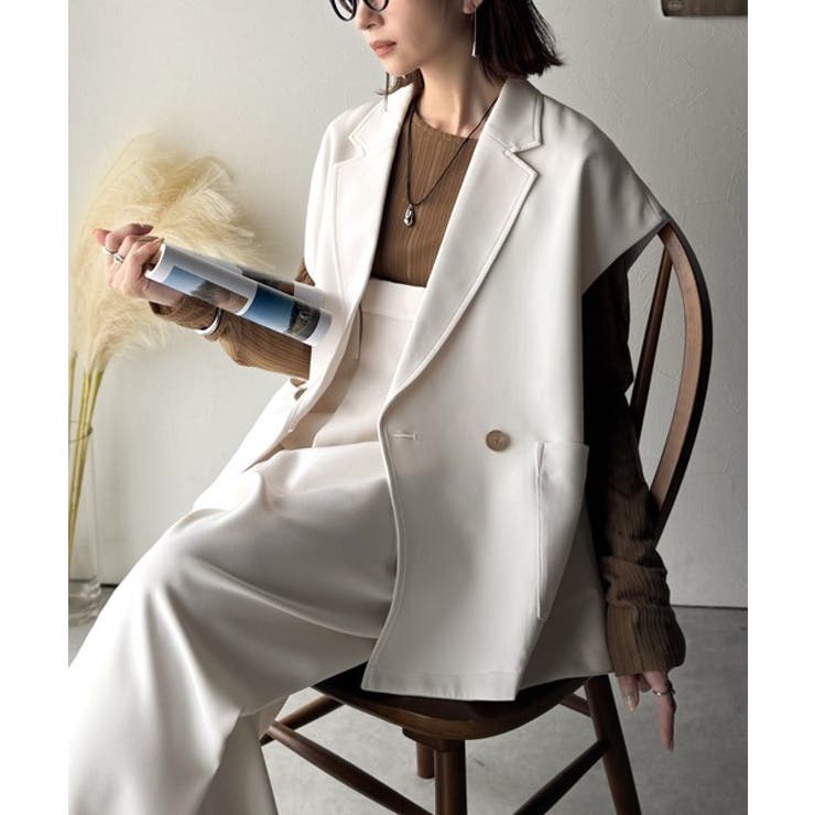 秋コーデの入り口にぴったりの一品。テーラードダブルジレベスト(セットアップ可能) | Classical Elf  | 詳細画像8 