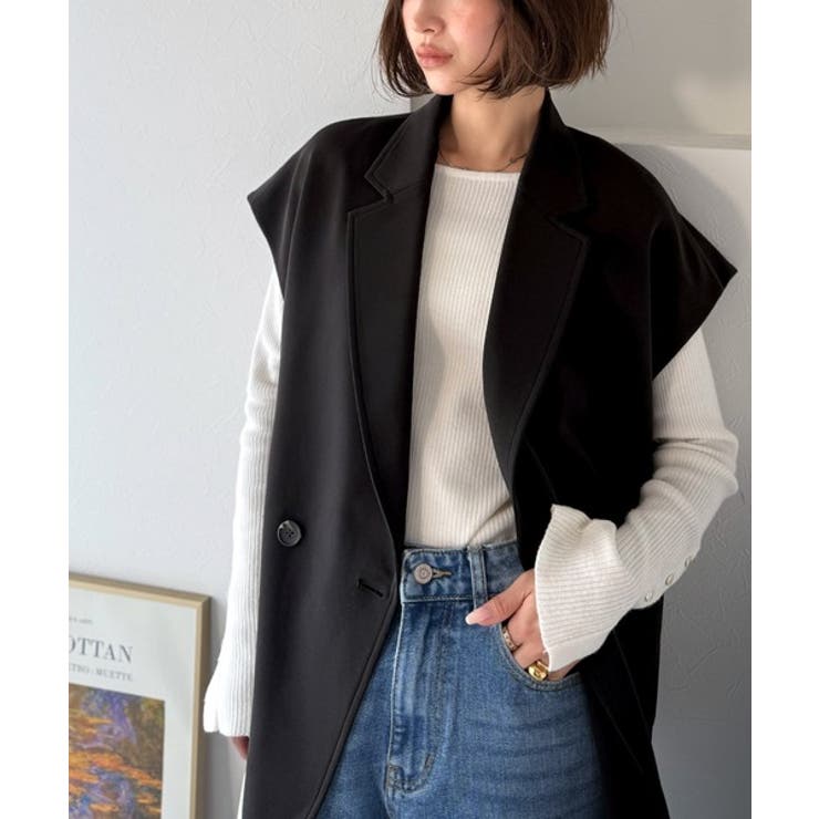 秋コーデの入り口にぴったりの一品。テーラードダブルジレベスト(セットアップ可能) | Classical Elf  | 詳細画像14 