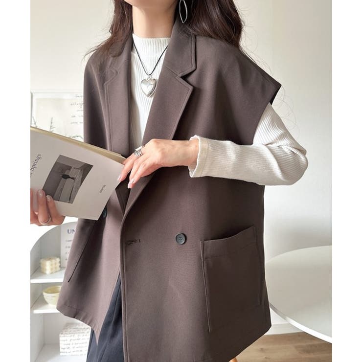 秋コーデの入り口にぴったりの一品。テーラードダブルジレベスト(セットアップ可能) | Classical Elf  | 詳細画像20 