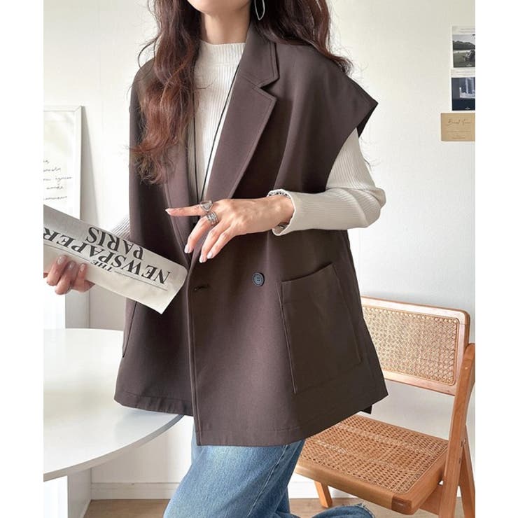 秋コーデの入り口にぴったりの一品。テーラードダブルジレベスト(セットアップ可能) | Classical Elf  | 詳細画像22 