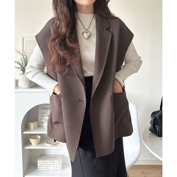 秋コーデの入り口にぴったりの一品。テーラードダブルジレベスト(セットアップ可能) | Classical Elf  | 詳細画像23 