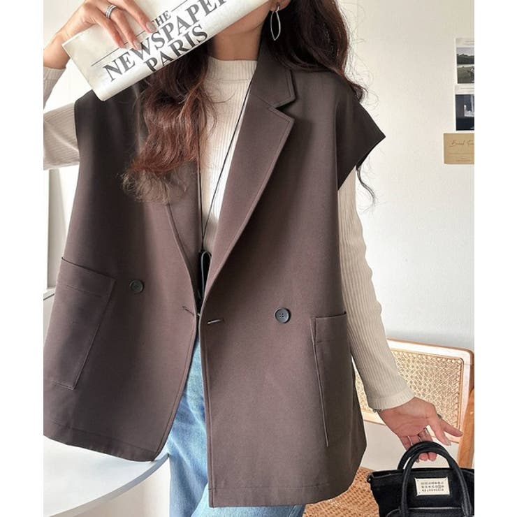 秋コーデの入り口にぴったりの一品。テーラードダブルジレベスト(セットアップ可能) | Classical Elf  | 詳細画像24 