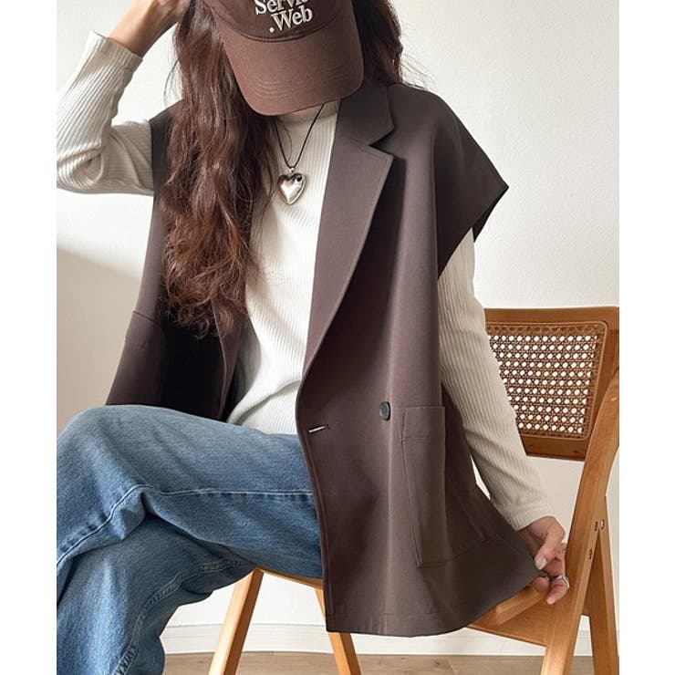 秋コーデの入り口にぴったりの一品。テーラードダブルジレベスト(セットアップ可能) | Classical Elf  | 詳細画像25 