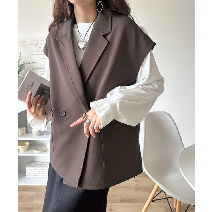 秋コーデの入り口にぴったりの一品。テーラードダブルジレベスト(セットアップ可能) | Classical Elf  | 詳細画像26 