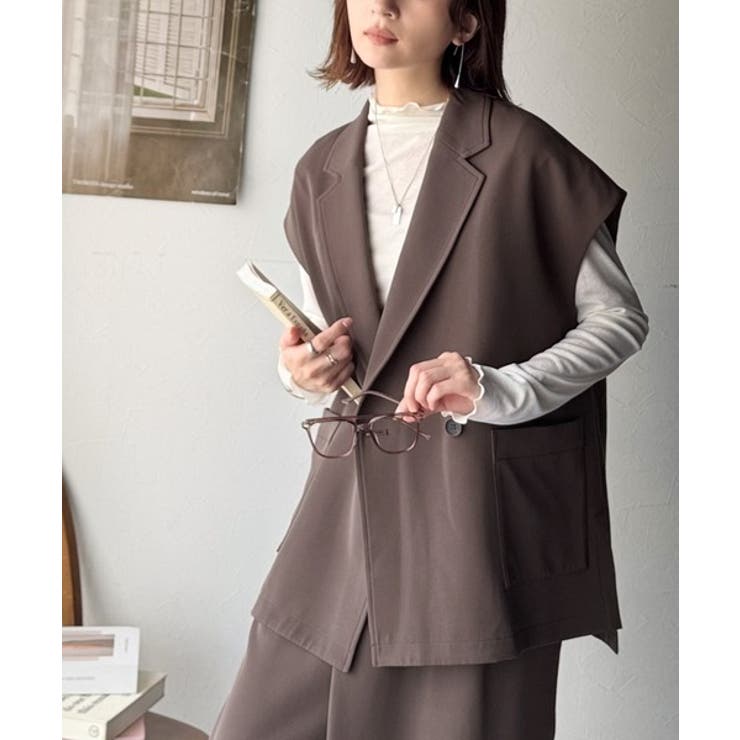 秋コーデの入り口にぴったりの一品。テーラードダブルジレベスト(セットアップ可能) | Classical Elf  | 詳細画像30 