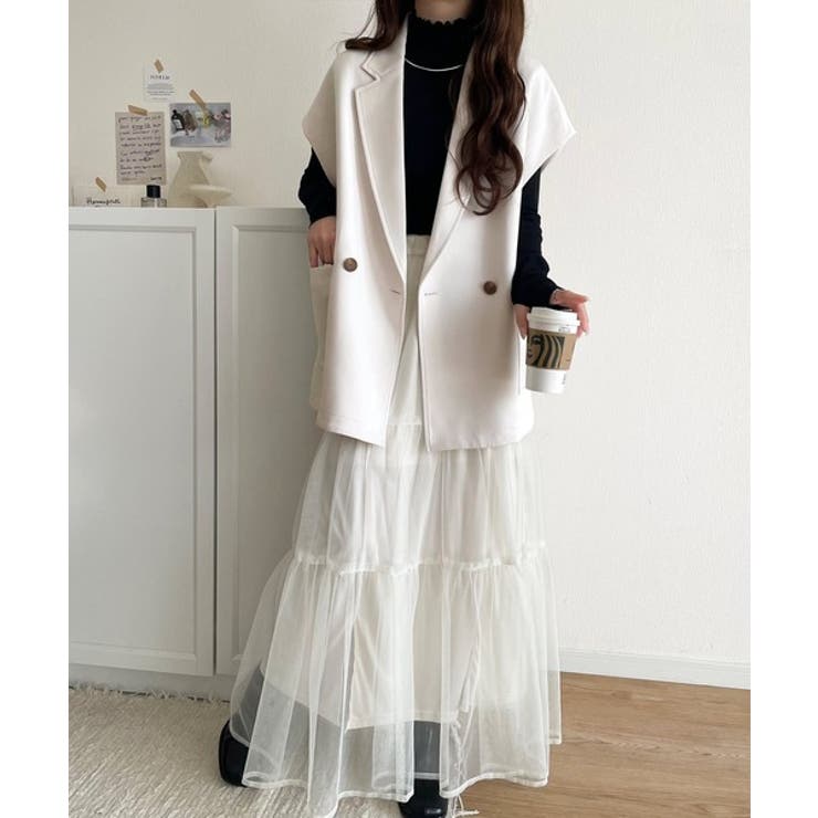 秋コーデの入り口にぴったりの一品。テーラードダブルジレベスト(セットアップ可能) | Classical Elf  | 詳細画像5 