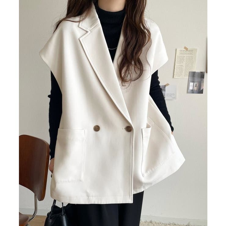 秋コーデの入り口にぴったりの一品。テーラードダブルジレベスト(セットアップ可能) | Classical Elf  | 詳細画像6 