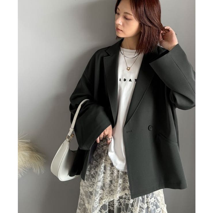 チャコール | 【セットアップ可】自由自在に楽しめる。美シルエットテーラードダブルジャケット | Classical Elf 