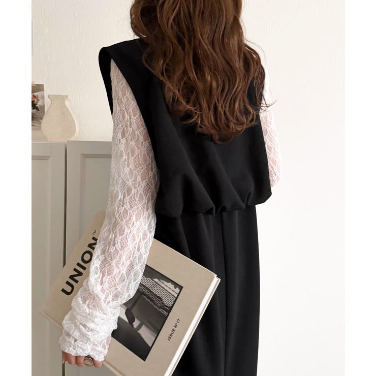 落ち感が美しい。抜け感レイヤードも叶う、上品カットジョーゼットワンピース（ロング… | Classical Elf  | 詳細画像16 